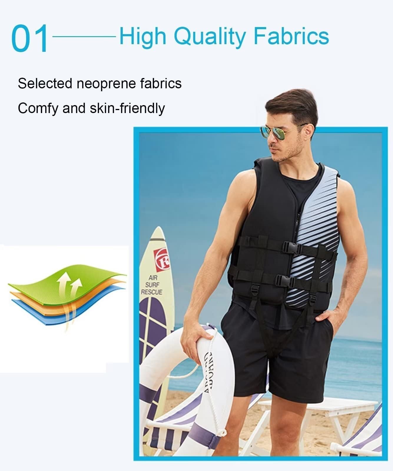 Chaqueta de surf para adultos para deportes acuáticos kayak barco de pesca