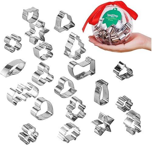 Juego de cortadores de galletas de Navidad para uso diario y de Navidad, lindas formas de acero inoxidable para hornear y fiestas (bola de 4.7
