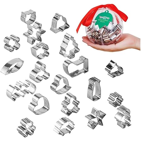 Beyond 280 Daily Use and Christmas Cookie Biscuit Cutters Set, Cute Mini Stainless Steel Shapes for Baking and Party ( 4.7in Ball_20pcs-mini )