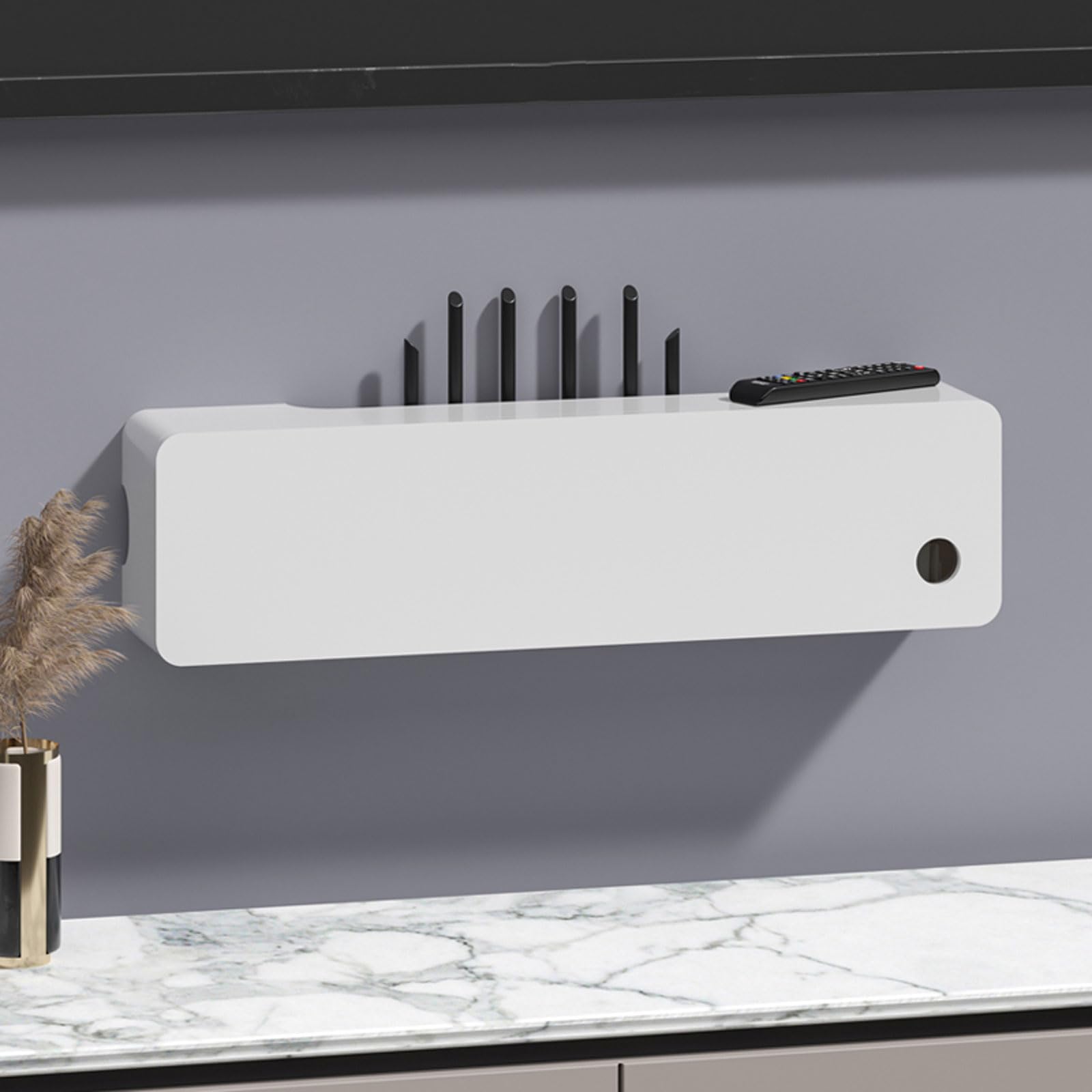 Wall Shelf Floating Shelf TV Shelf TV multimedia Storage Shelf for Bedroom Living room Media room Office Wall Socket Shielding Box TV Console Router Shelf TV Wall Unit Decor Shelf Display Rack