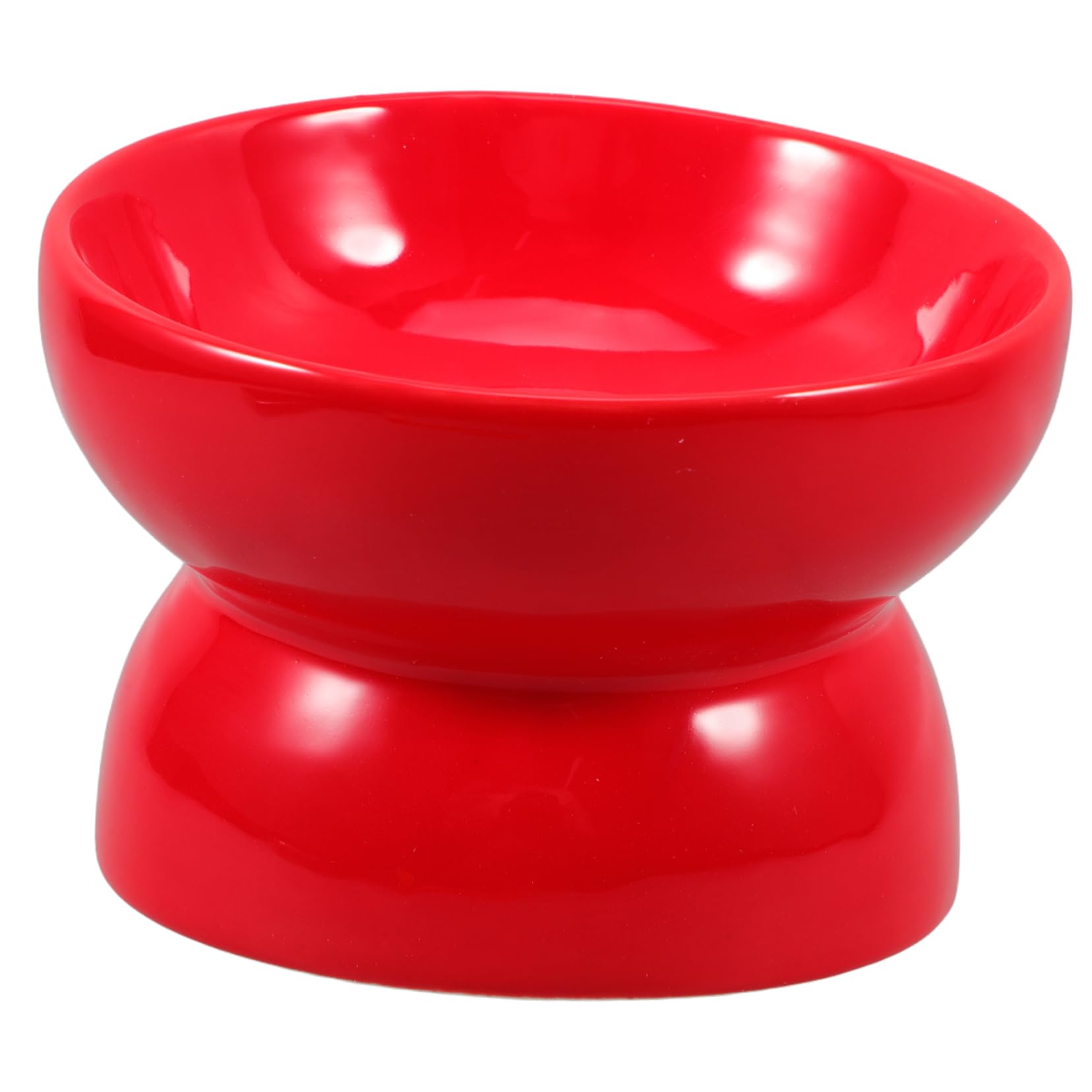 HOLIDYOYO High Feet Ceramic Pet Feeder Bowl Slanted Mouth Design for Comfortable Eating Durable Material Lightweight Travel Friendly for Dogs Cats Red S