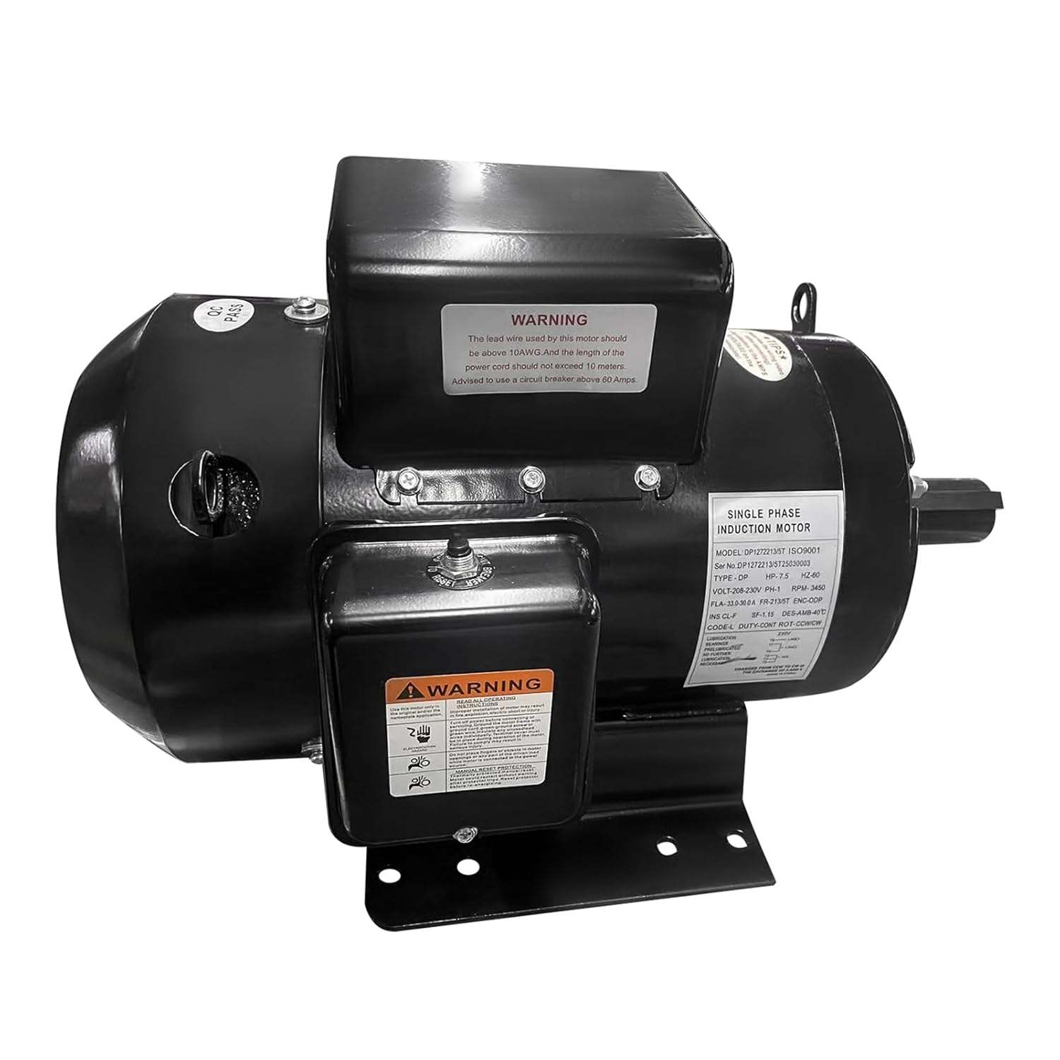 23172604 7.5HP 230V Air Compressor Motor Compatible with Ingersoll Rand Single Phase 3450 RPM 213T Frame Replace# 45465101