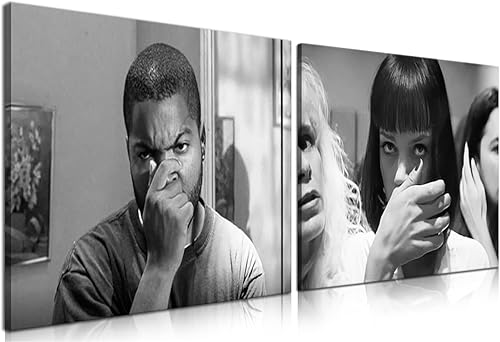 Miniatura 19 de Divertida Decoración de Pared para Baño Arte de Pared en Blanco y Negro - Pósteres de Películas Clásicas Impresión en Lienzo, Arte de Pared Lienzo