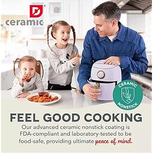 Daash Ceramic Tasti-Crisp Express Air Fryer 2.6QT, Oil-Free Cooking, Adjustable Timer, Non-Stick Ceramic Coating, Compact Size for Small Kitchens, Fast Heating for Fries, Chicken (Lavender) Daash Ceramic Tasti Crisp Express Air Fryer 26QT Oil Free Cooking Adjustable Timer Non Stick Ceramic Coating Compact Size for Small Kitchens Fast Heating for Fries Chicken Lavender
