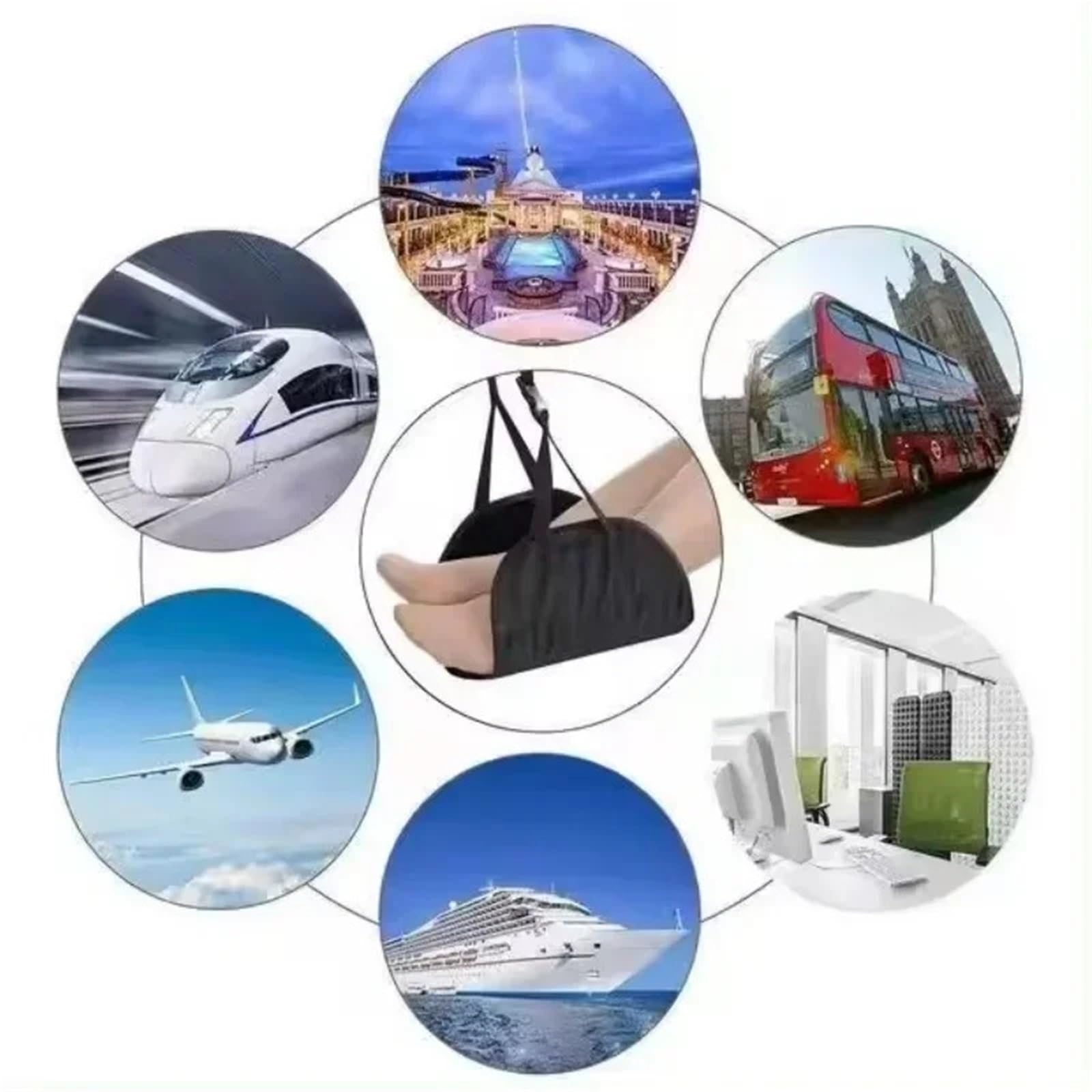 Reposapiés Artículos básicos de Viaje portátiles Reposapiés Reposapiés de avión Reposapiés de Altura Ajustable Accesorios de Viaje Hamacas(Black-5PCS)