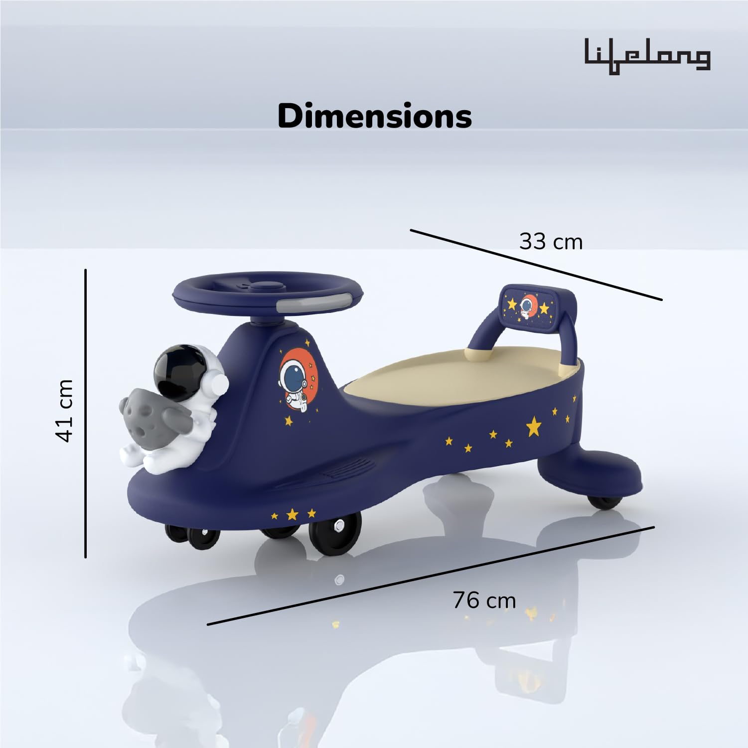 Lifelong Astro Swing Car Ride On for Kids| Space Theme | Comfort Backrest | Silky-Smooth Wheels | Kid-Powered Magic Twist Car, Pure Play Experience, 2 to 6 Years Boys & Girls,100 Kg Capacity — Amazon image 7