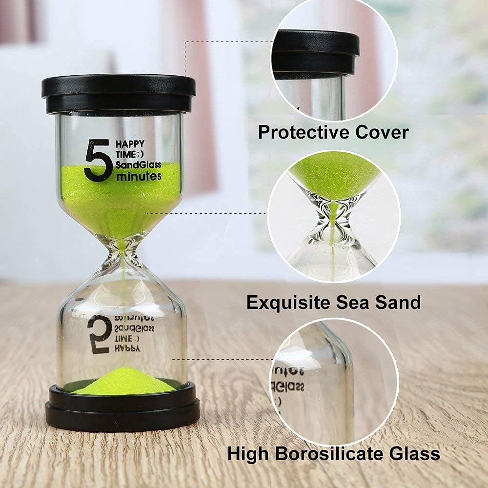 BEYAOBN Kleurrijke Zandloper Set met 6 Kleuren Zandloper Set 1min/3min/5min/10min/15min/30min Decoratie Uurwerk Timer Glas Timer voor Klaslokaal Spel Keuken Thuiskantoor Decoratie