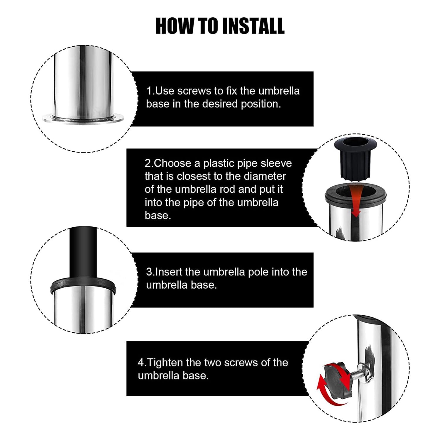 Socueny Support De Base De Parasol Extérieur Pour Tube De Support De Parapluie, Manchon De Tuyau D'Insertion, Pour Jardin Extérieur, Balcon De Jardin