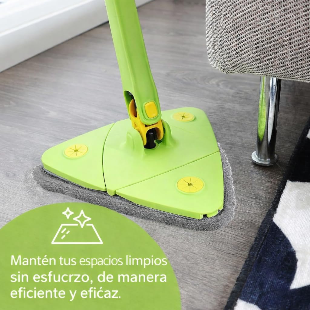 Mopa Triangular Giratoria Autoescurrible360º , 8 Recambios Lavables y Soporte de Pared Color Verde, Mopa Triangular, Suelos, Paredes y techos — view 6
