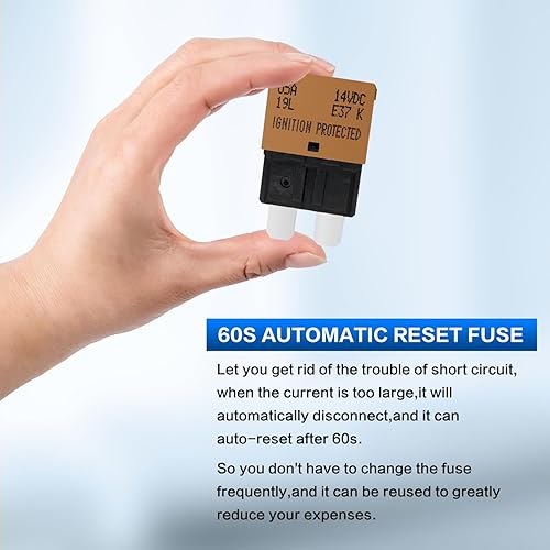 Miniatura 5 de Disyuntor de fusibles de reinicio automático de 5 amperios de bajo perfil ATCATO fusibles de hoja reiniciable (mediano) DC12V-32V