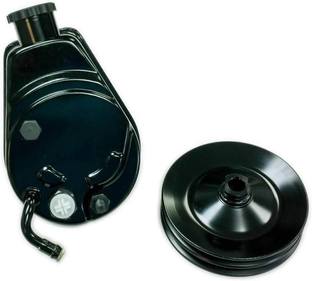 Oasis Automotive Starter and Import Suppliers BBC SBC Chevy Black Saginaw Style Power Steering Pump w/Double Groove Pulley