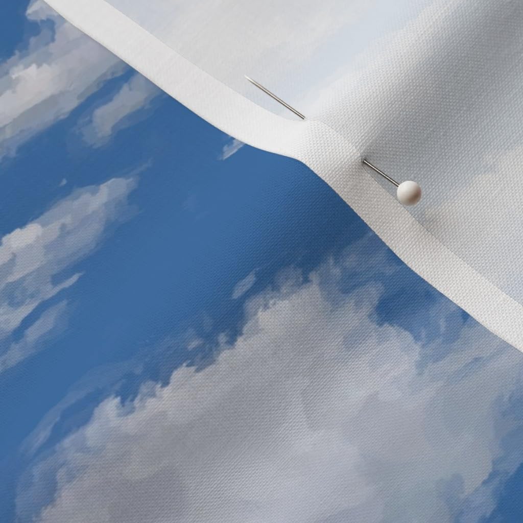 Spoonflower Fabric - Clouds Sky Painting Cloud Brushstrokes Blue Spring Summer Day Printed on Petal Signature Cotton Fabric by The Yard - Sewing Quilting Apparel Crafts Decor