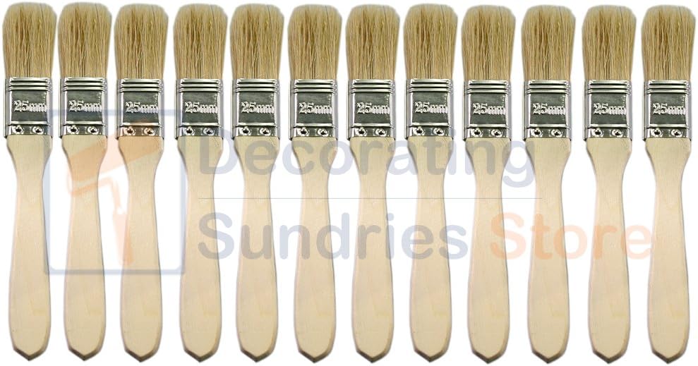12 x One Inch Paint Brushes 1" | 25mm Disposable Economy Paint Brush Pack | Laminating Brushes