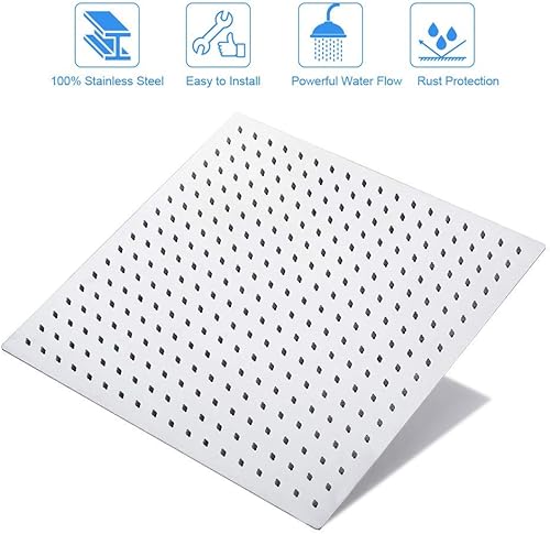 Miniatura 3 de NearMoon - Cabezal de regadera grande de acero inoxidable cuadrado de lujo en cascada, para instalar en el techo o la pared