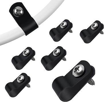 RGBZONE 120Pcs 1/4 Inch Black R-Type Cable Clips with Screws, Nylon Plastic Wire Clips for Indoor Outdoor Electrical Wire Cord Management 6.4mm, 1/4 Inch
