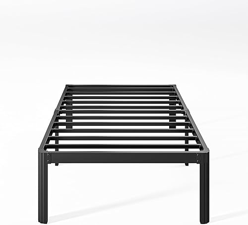 Miniatura 38 de Marco de cama de metal de alta resistencia de 16 pulgadas, marco de cama de plataforma tamaño matrimonial, no necesita somier, sin ruido, fácil