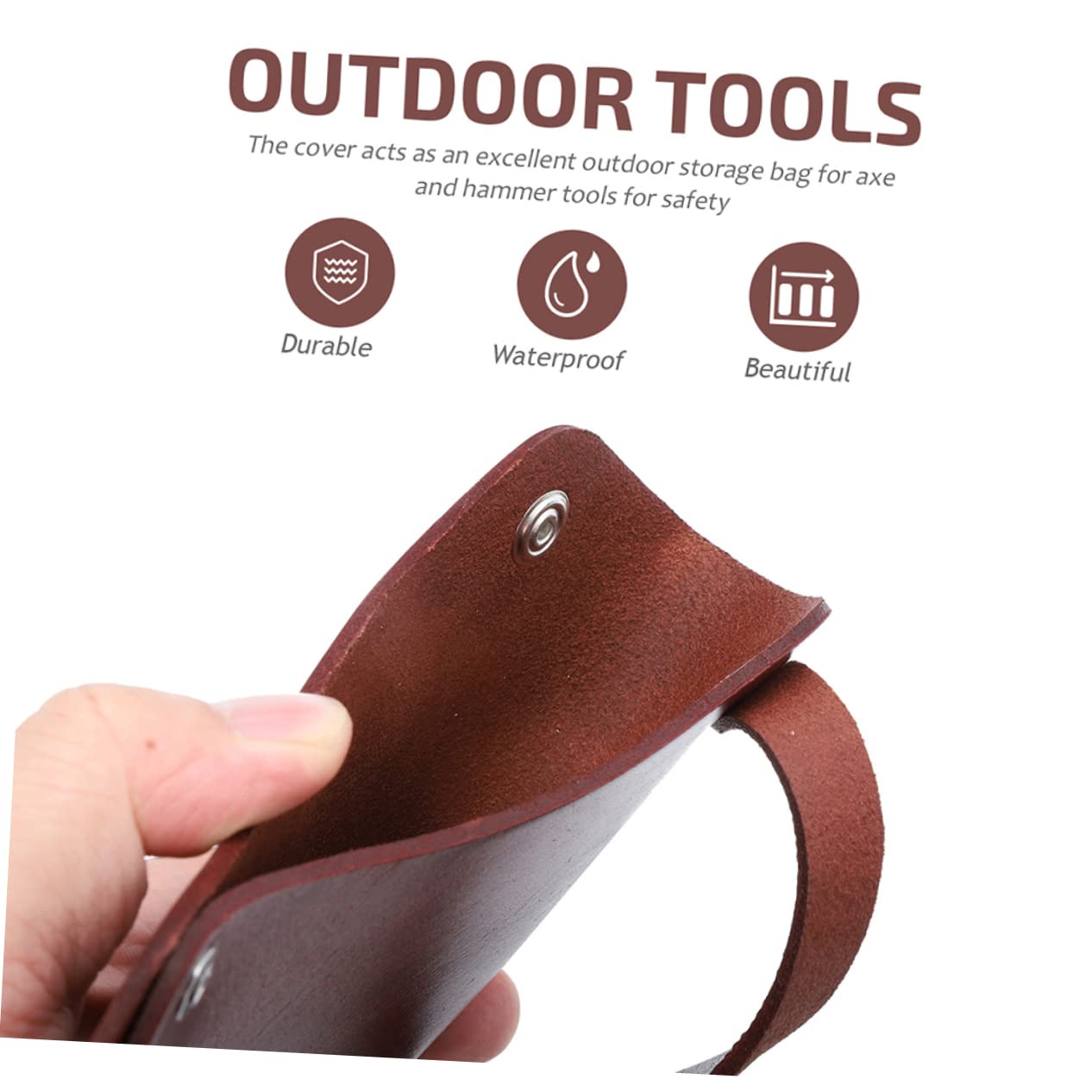 POPETPOP 2-Pack Axe Camping Hatchet Blade Protector Cover Cowhide Head Portable Cover for Hiking