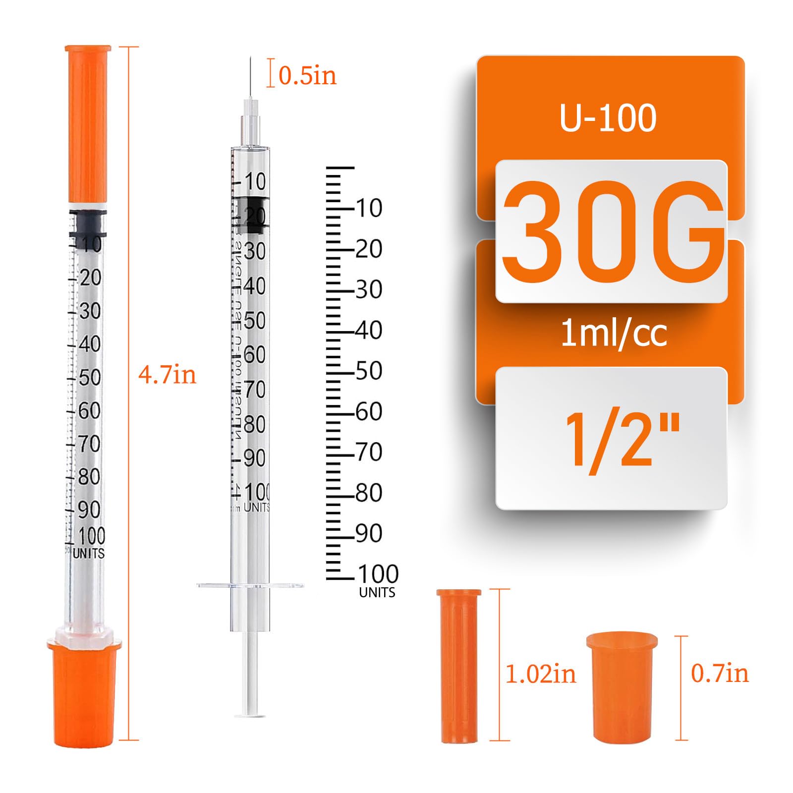 1CC/ML Syringes with 30G 1/2" (13mm) Needle, Lab Supplies, Individual Wrapped, Pack of 100 (1CC 30G 1/2"-100PACK) — Amazon image 2