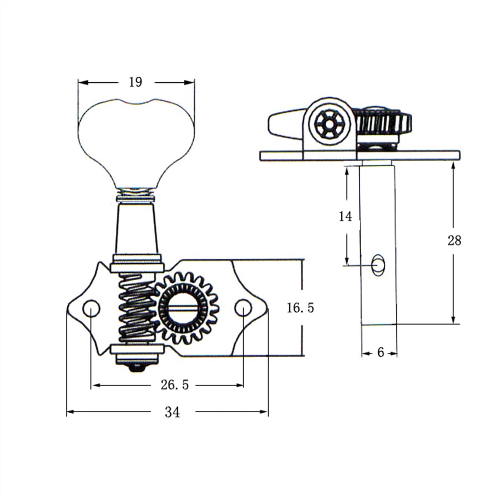 Strojenie struny do gitary 4 SZTUK Ukulele Tuning Pegs 2l 2r. Metalowa Maszyna Heads Tuners Do Części Ukulele (Color : Silver)