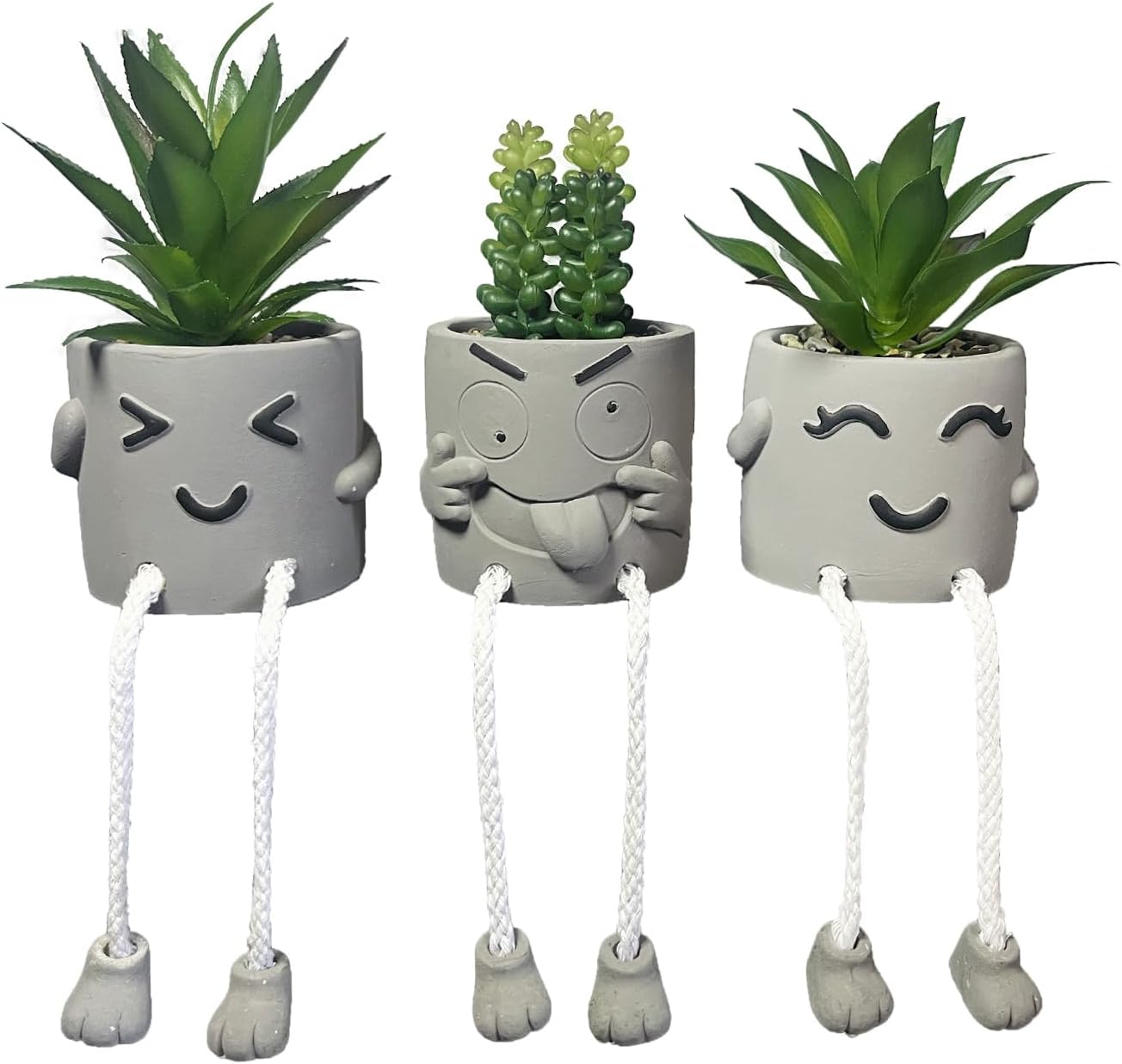 Small Fake Plants with Funny Dangling Legs Cute Artificial Succulents Potted Faux Plant for Office Desk Decor Women Realistic No Maintenance Mini Plants for Bathroom Shelf Aesthetic Room Decor(3/B)