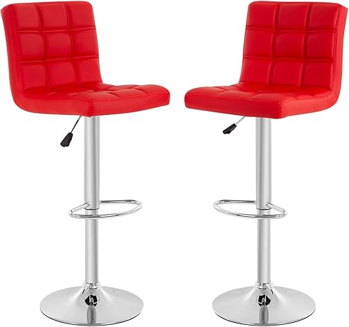 Miniatura 8 de Juego de 2 taburetes de bar de piel sintética con altura de mostrador, taburetes de bar ajustables en altura, silla de bar, taburete de cocina,