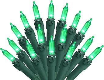 Green Christmas Tree Lights LED - 50 Count - 18 Ft - Waterproof