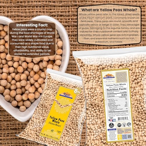 Image of Rani Yellow Peas Whole, Dried (Vatana, Matar) 128oz (8lbs) 3.63kg Bulk ~ All Natural | Vegan | Gluten Friendly | Product of USA