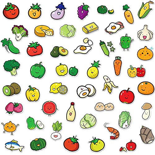 Simple Vegetable Vinyl Stickers, 50 PCS Waterproof Cartoon Food Decals for Laptops Scrapbooking, Journals, Notebooks - Image 2
