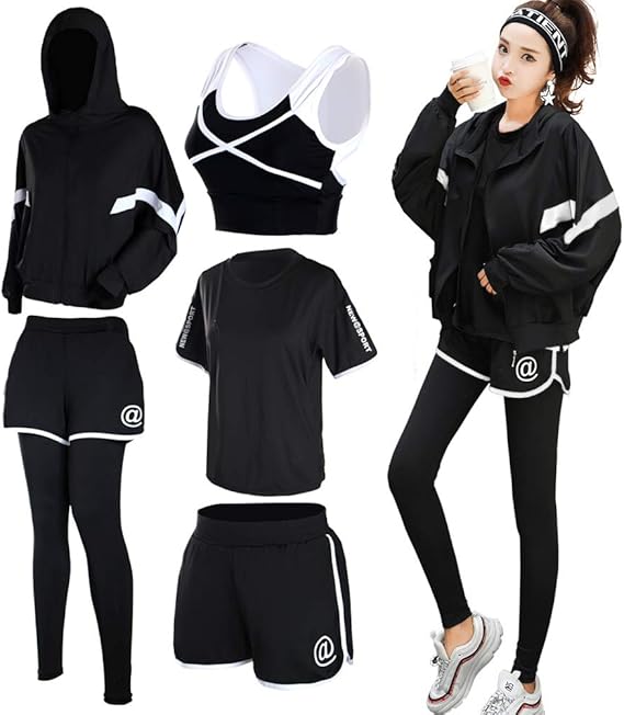 Amazon シーヤ ｓｅｅｙａ スポーツウェア レディース ヨガウェア トレーニングウェア ランニングウェア 上下 5点セット ジム フィットネス ショート ハーフパンツ 通販