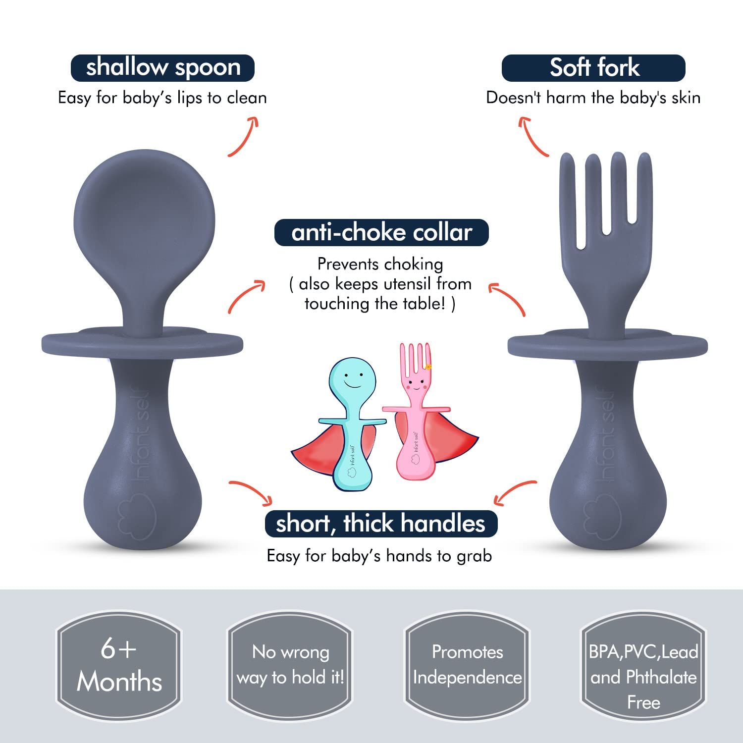 Infant self Baby Spoon First Self Feeding Spoon Fork Utensil Set for 6 12 Months Baby Led Weaning and Toddlers BPA Free