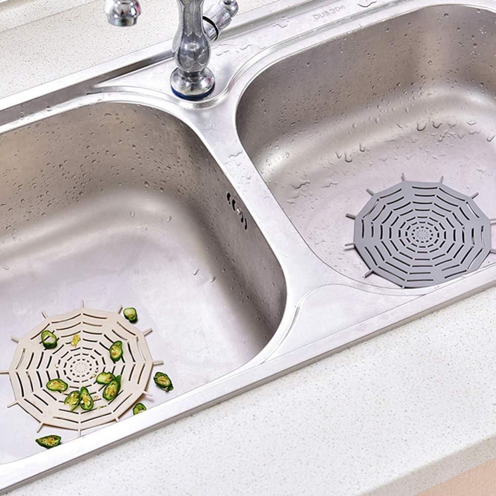 Floor Drain Strainer 5pcs Kitchen Sink Spider Web Shaped Sink Sewer Basket Strainer Filters Floor Drain Plug Hair Catcher Cover Net for Kitchen Bathroom (Grey)