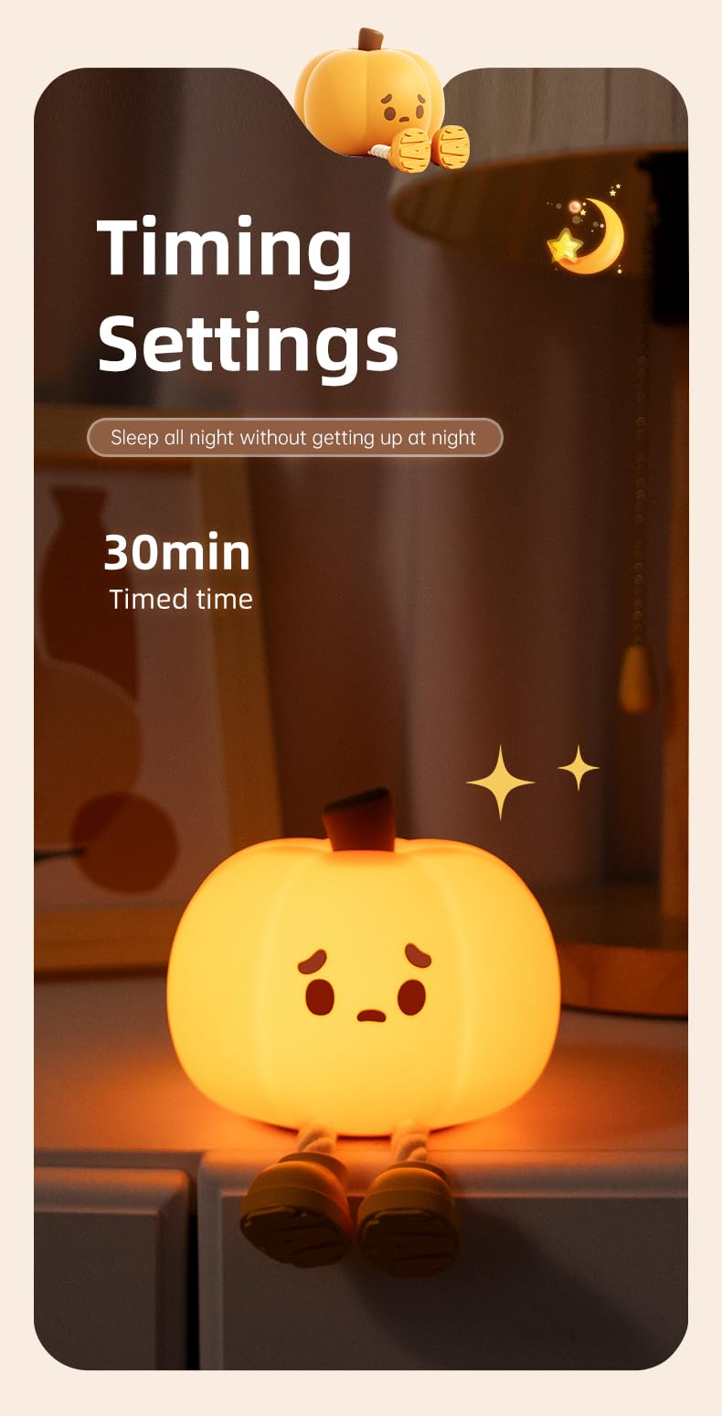 Little Pumpkin LED-Nachtlicht für Kinder | sichere Silikon-Dimmbare Touch-Lampe | wiederaufladbares Kinderzimmer-Nachttischlicht | Halloween-Dekoration & Kindergeschenk