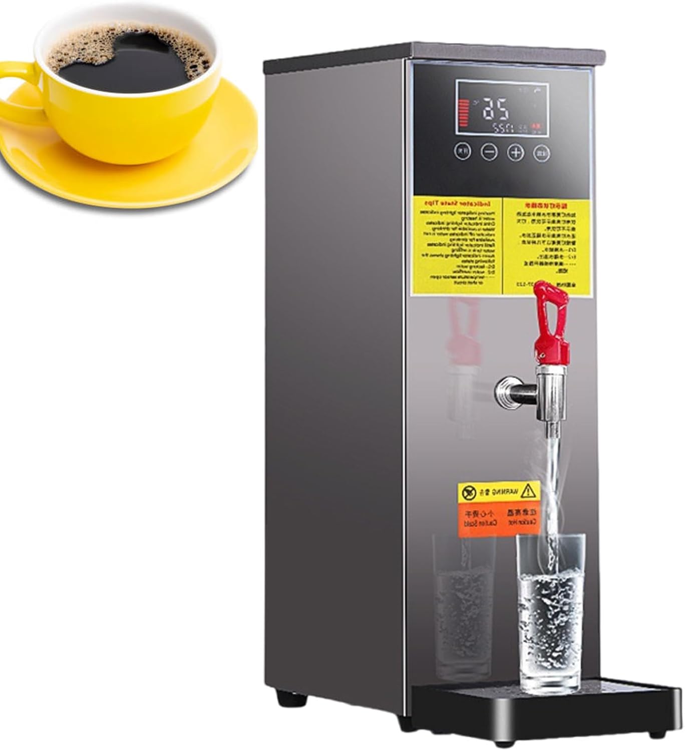 Commercial Hot Water Boiler, Stainless Steel Automatic Water Heater, Hot Water Dispensers, LCD Display, 40-100°C Temperature Control, for Coffee, Tea, Milk, Hot Drinks,Black-50l