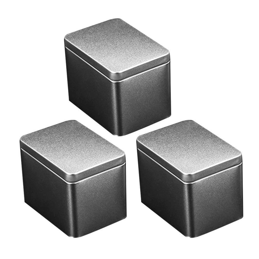 Milisten 3pcs Square Metal Tins with Lid Metal Boxes Container Box Great for Tea Candles Candies Balms Treasures Case Silver