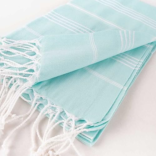 Miniatura 2 de Hencely Toalla de playa turca de gran tamaño de 37 x 68 pulgadas, sin arena, de secado rápido, ligera, esencial de viaje para piscina y baño,