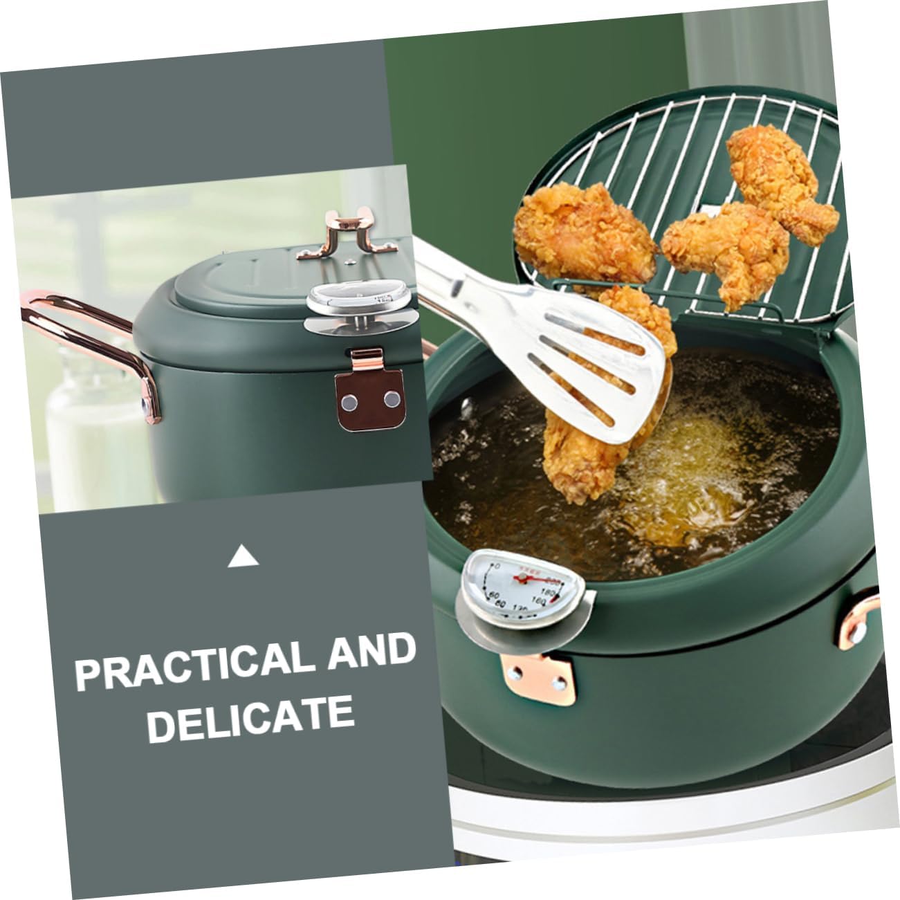 Alipis Japanese Tempura Frying Pot Oil Drainer Rack Carbon Steel Deep Fryer for Home Cooking Mini Fryer Suitable for Induction and Stoves Easy to Clean