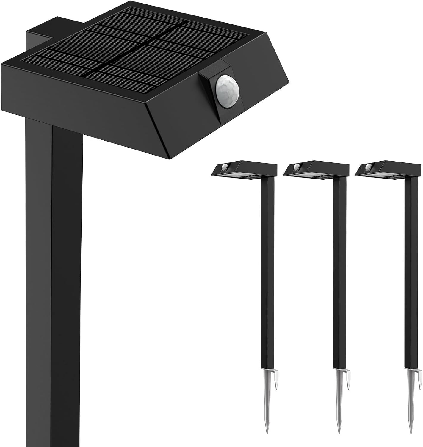 XMCOSY+ Solar Pathway Lights, 4 Pack All-Metal Motion Sensor Outdoor Lights Waterproof, 300LM Bright Garden Light for Yard, Backyard, Driveway, Walkway, 3 Lighting Modes (Warm/Cool White)