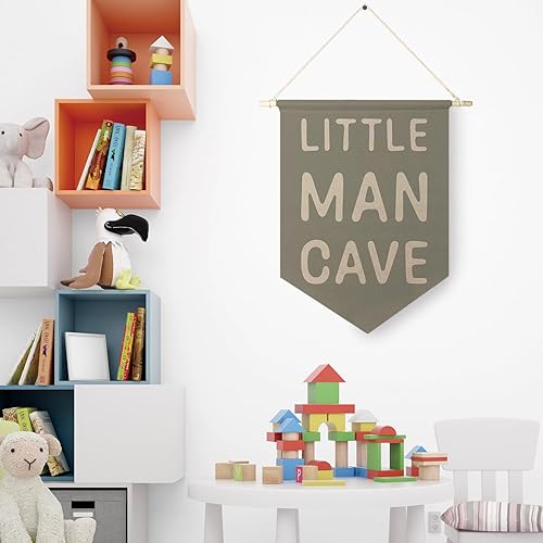Miniatura 2 de Qpenm Cartel de lona colgante de pared con diseño de cueva de hombrecito, impresión de bandera colgante para sala de juegos para niños, decoración