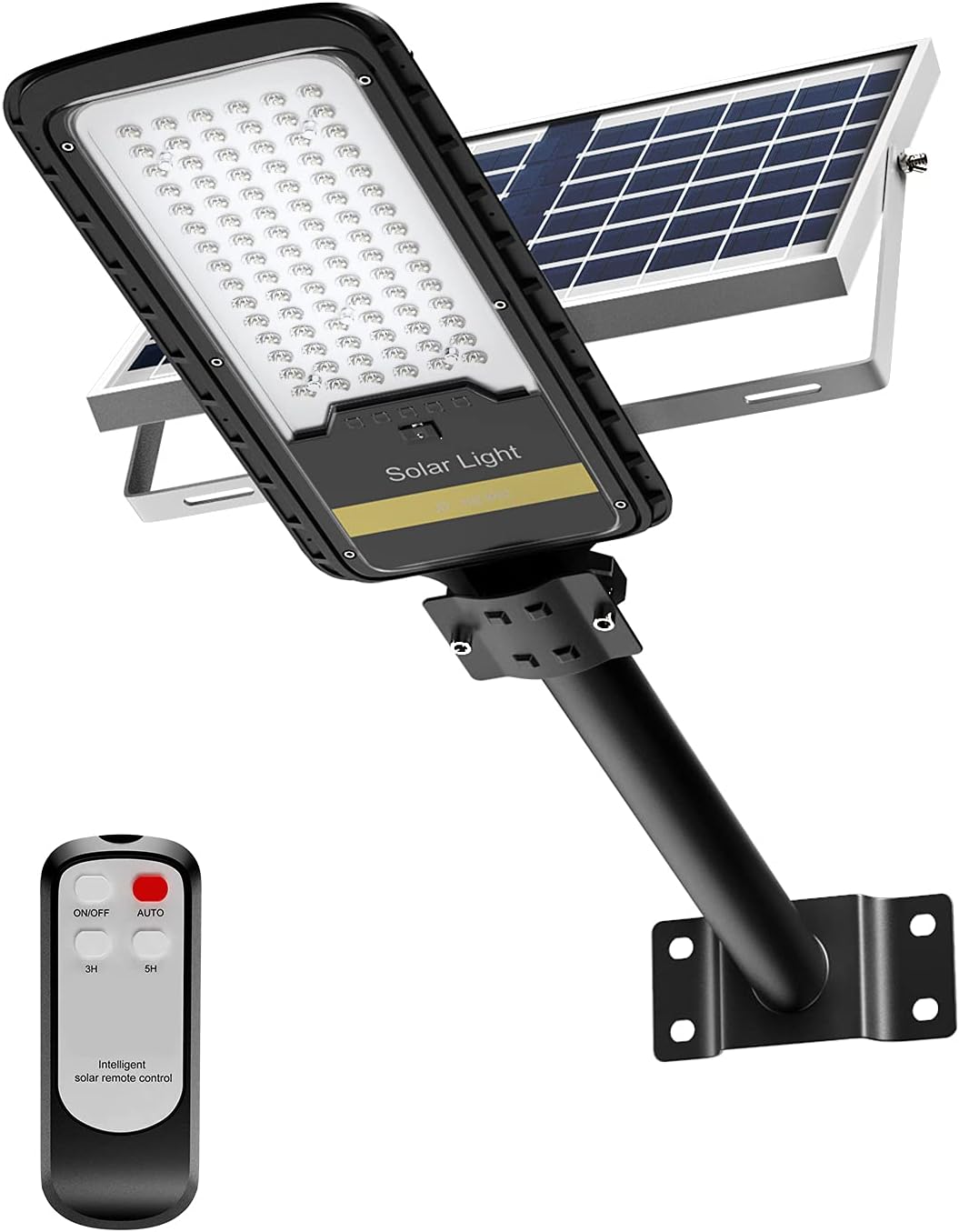 AWANFI 80W Solar Street Lights Outdoor Dusk to Dawn, Solar Powered IP67 Waterproof Flood Lights with Remote Control for Outside Yard Lighting (6500K Cool White)