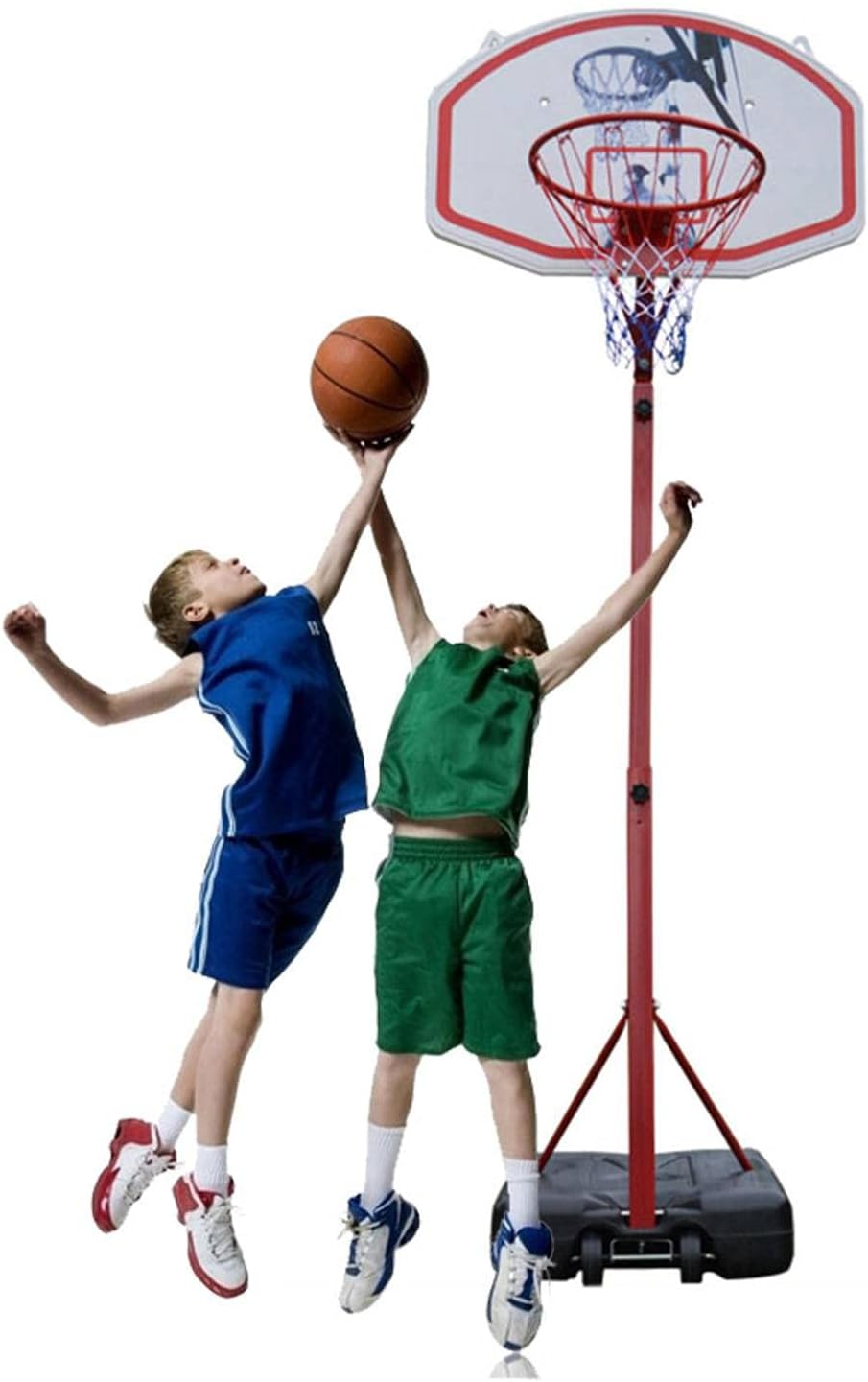 Medium Portable Basketball Stand (Rim Height 2.1-2.6m) Maxium Applicable Ball Model 7# Red & Black & White