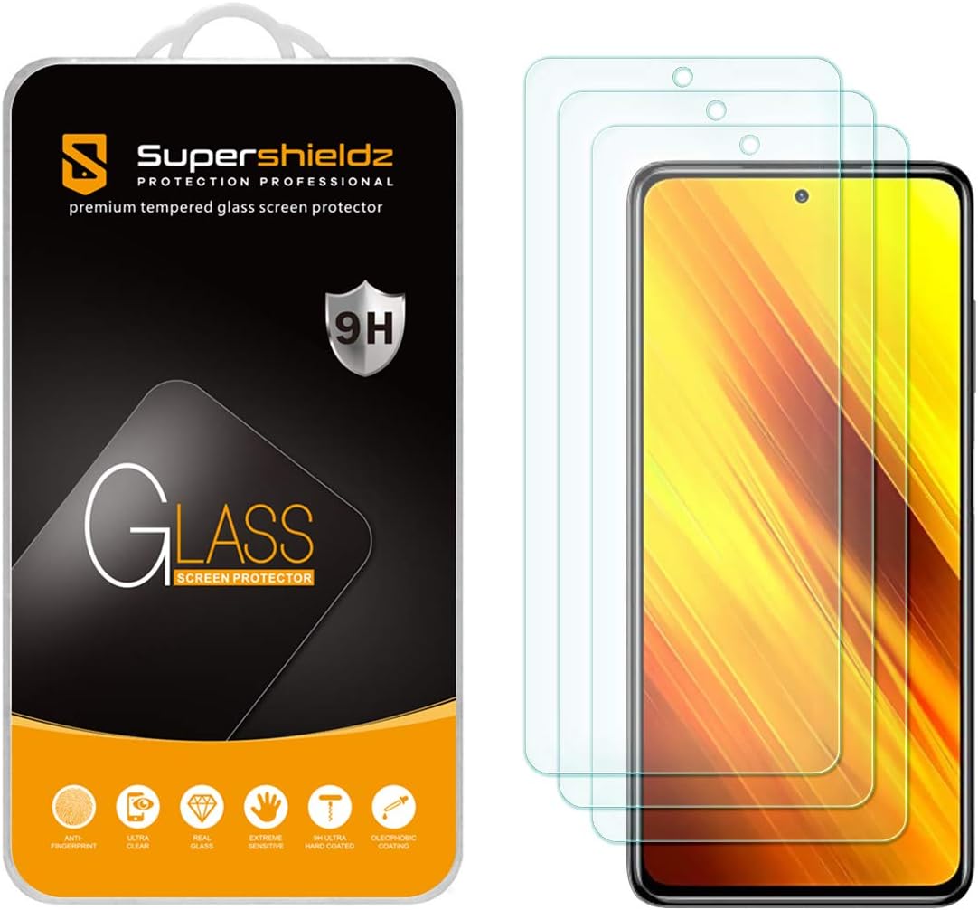 (3 Pack) Designed for Xiaomi Poco X3 / Poco X3 Pro/Redmi Poco X3 NFC Tempered Glass Screen Protector, Anti Scratch, Bubble Free