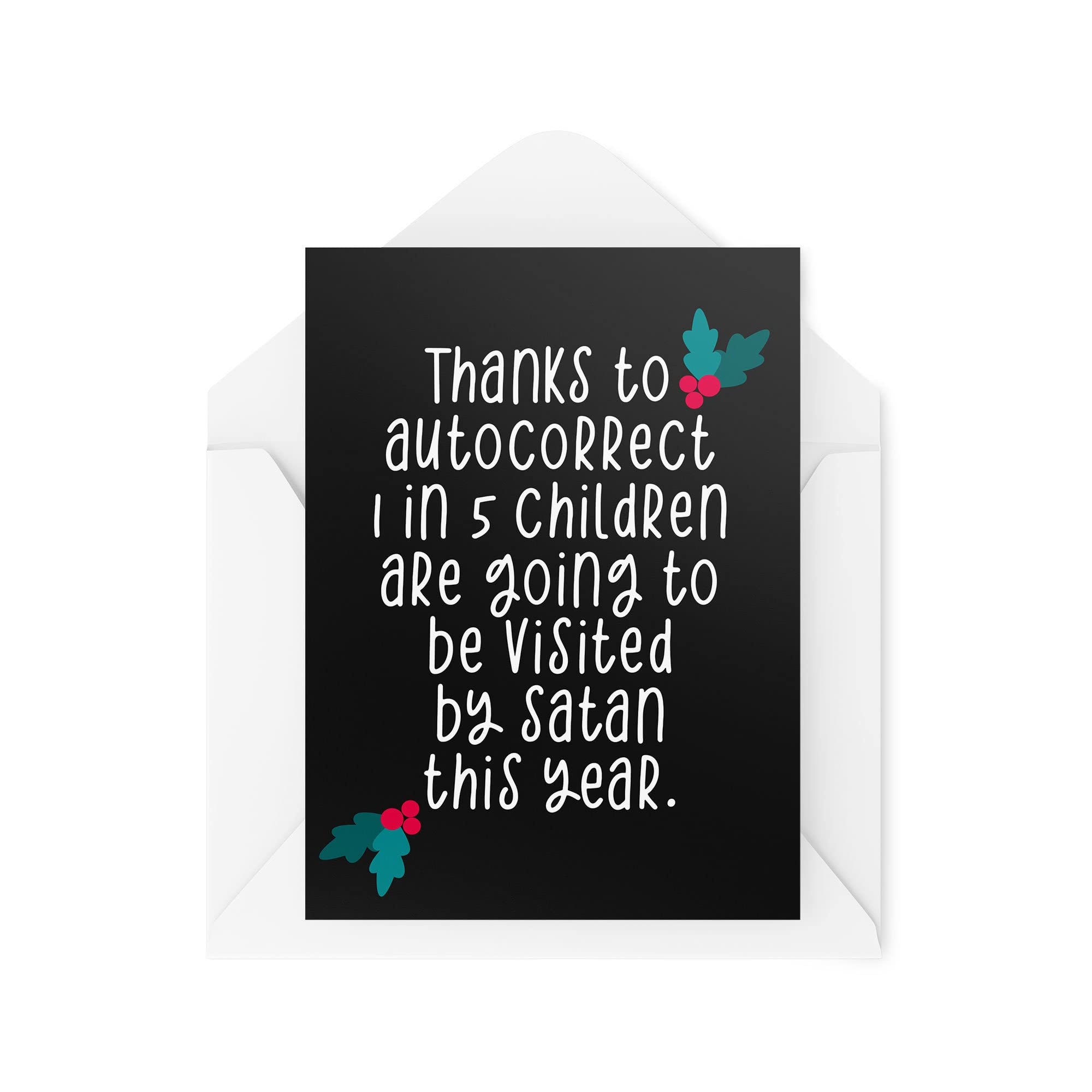 Funny Novelty Christmas Cards | Thanks To Autocorrect - Satan Santa | Christmas Present Xmas Celebration | Banter Funny | CBH1358