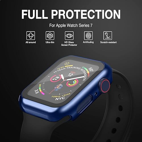 Miniatura 2 de Funda compatible con Apple Watch Series 9 Series 8 Series 7 de 41 mm con protector de pantalla de vidrio templado incorporado, funda protectora