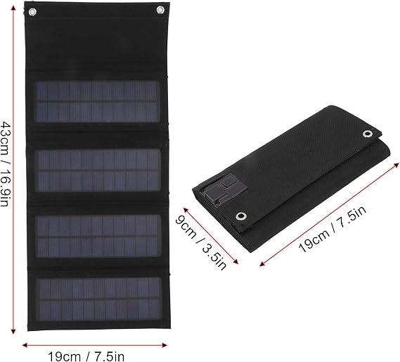 Solar Panel Kit, Portable Solar Panel, 40W Output Efficiency High Conversion Efficiency Foldable Solar Panel Portable Solar Panels for Hiking for Backpacking (Black)