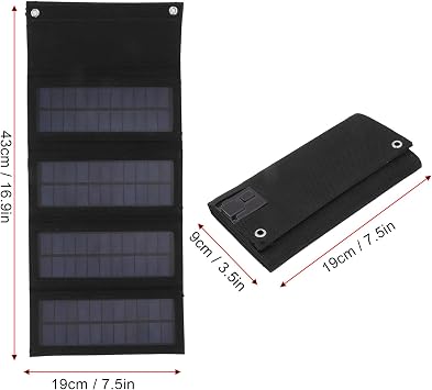 Solar Panel Kit, Portable Solar Panel, 40W Output Efficiency High Conversion Efficiency Foldable Solar Panel Portable Solar Panels for Hiking for Backpacking (Black)