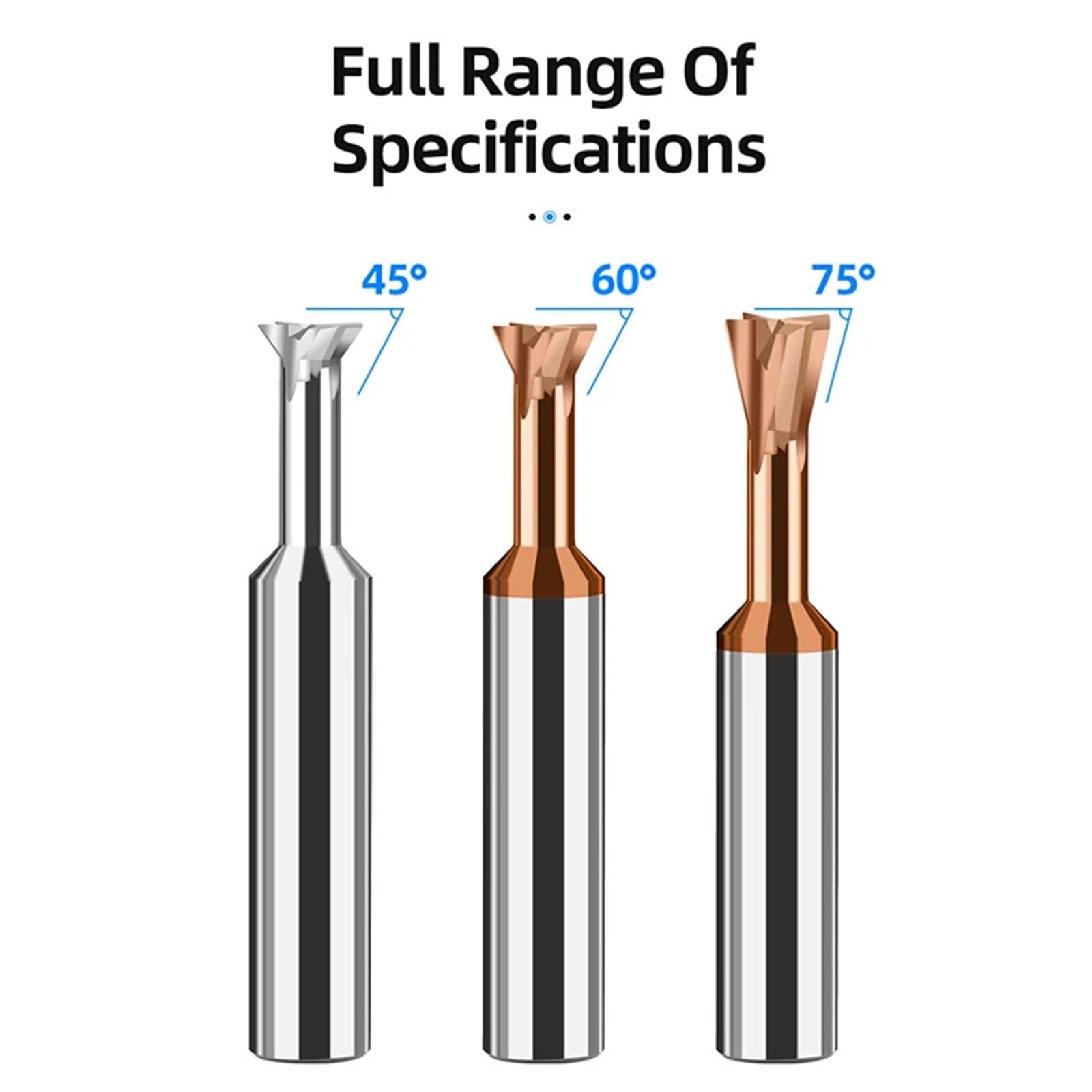 Fresa de cola de milano de carburo, herramientas CNC de 45 °, mecanizado de metales, fresas de extremo de acero de tungsteno, cortadores de chaflán, 1 Uds.(UNCOATED_D3X50L)
