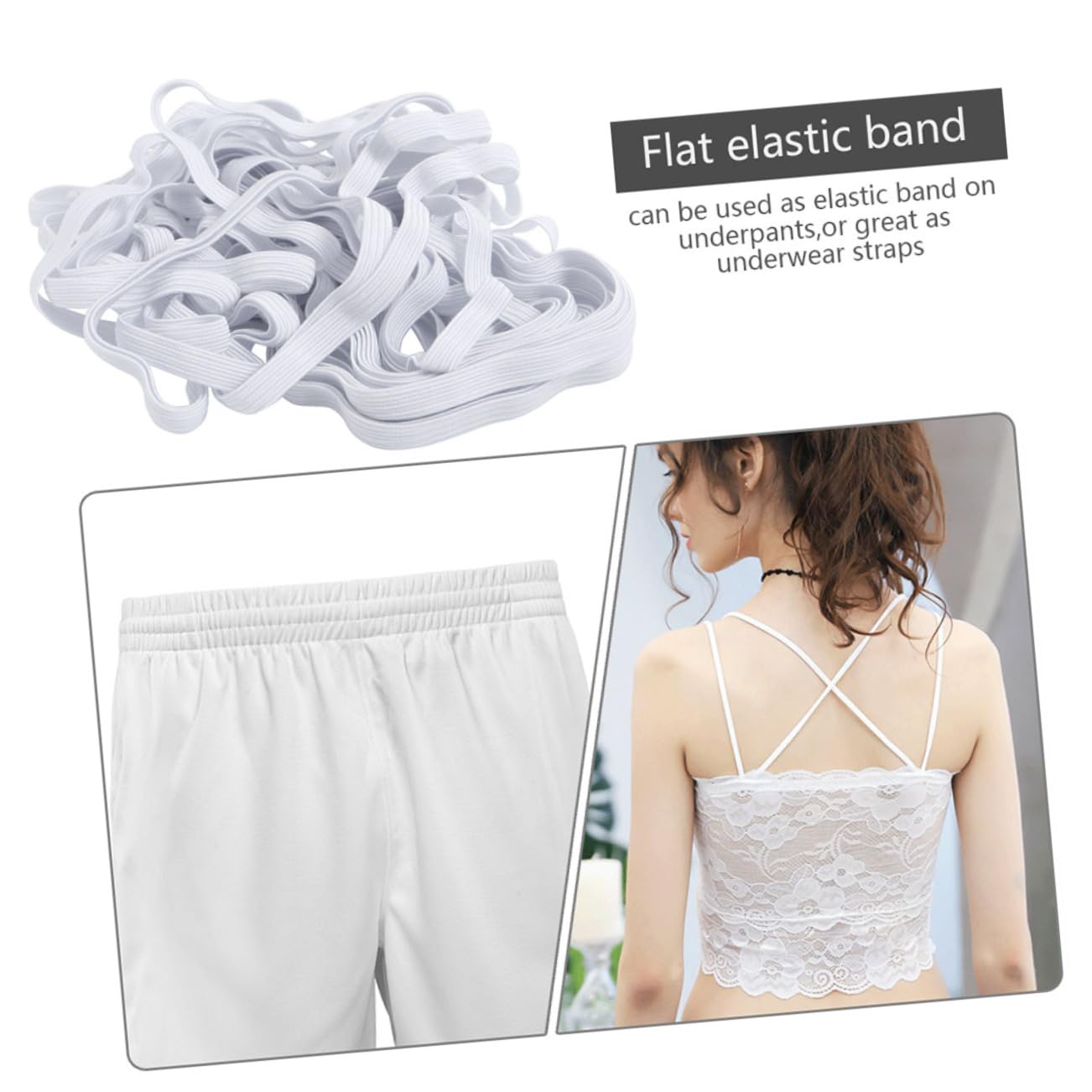 jojofuny 2 Banda Elastica Biancheria Intima Cordoncino Elastico per Cucire Biancheria Intima Abbigliamento Elastico Bande Accessori Elastico Fai da Te Ampia Fascia Elastica Bianca