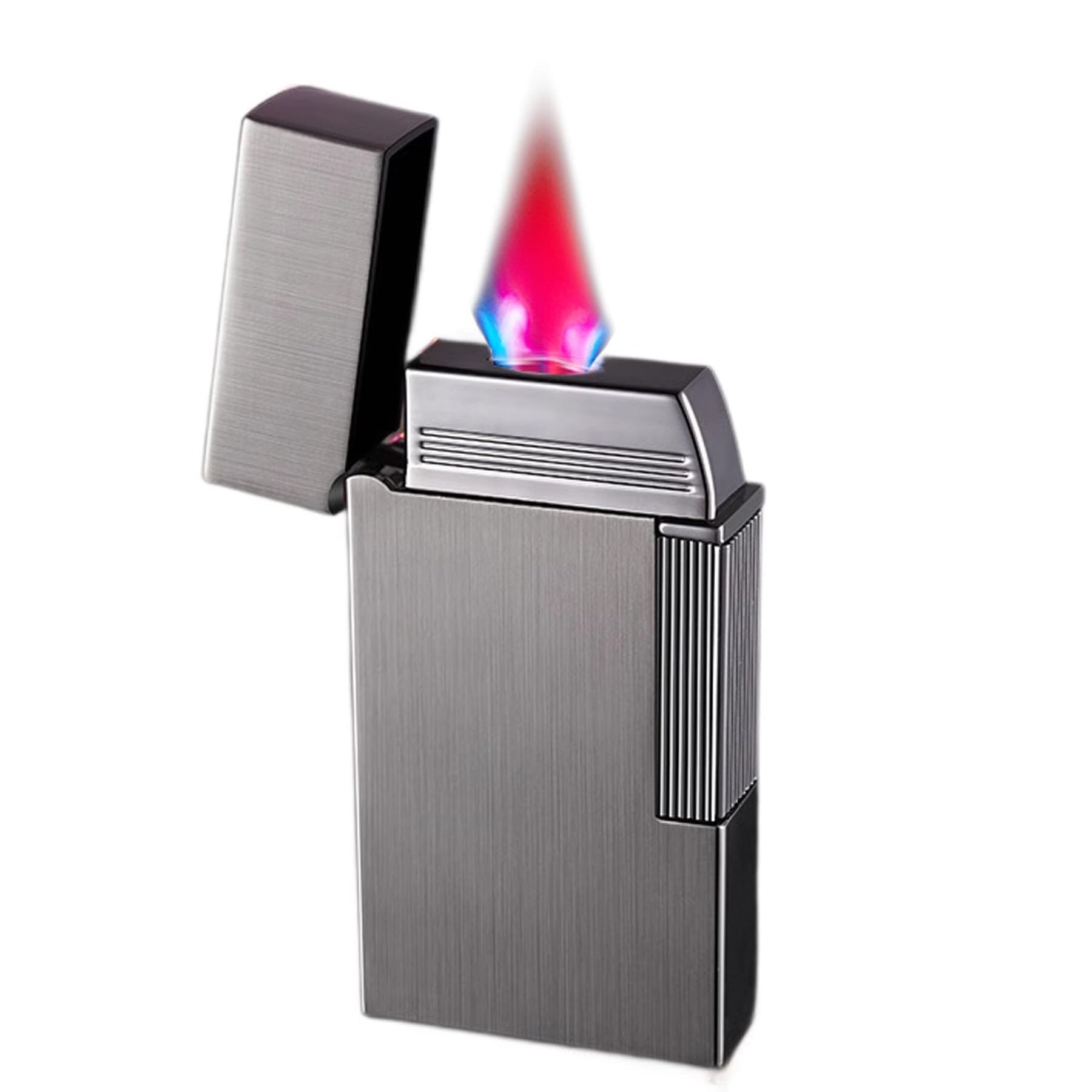 Briquet classique en métal durable et rechargeable au butane