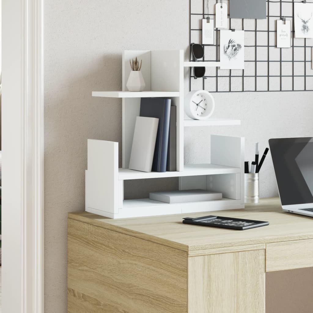 Organizer da scrivania bianco in legno 49 x 20 x 52,5 cm, organizer per raccoglitori, cucitrici, cartelle, registri, documenti, ufficio postazione di lavoro, portata 20 kg