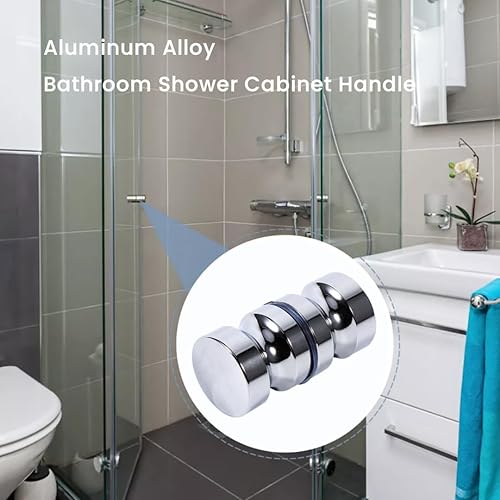 Miniatura 4 de Yosoo Manija de puerta de ducha de vidrio, aleación de aluminio de 1.1 pulgadas de diámetro, manija de gabinete de ducha de baño de vidrio único con